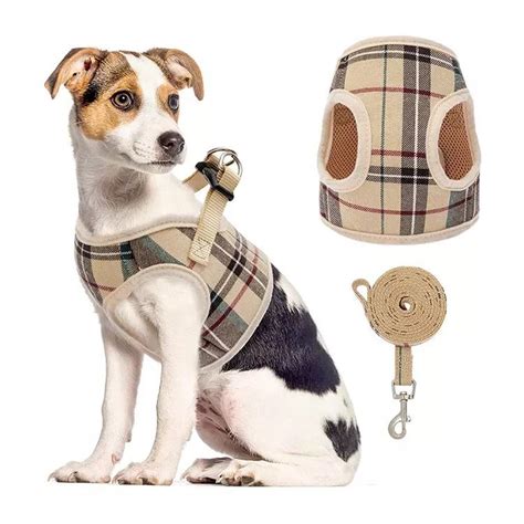 burberry plaid dog harness.